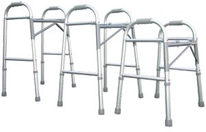Dual Release Walker™ Ambulatory Aids Wide dual release aluminum folding walker, adjustable he