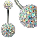 Crystal Belly Ring by GlitZ JewelZ © - it takes more than 105 crystals to make this BLING!! - Comes packed in a lovely velvet pouch - Aurora Crystals, Surgical Steell bar 3/8' (10MM)