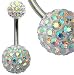 Piercing nombril en cristal Swarovski - Acier chirurgical (316L) - 1.6mm x 10mm x boule en cristal Aurore Bor�ale de 6mm
