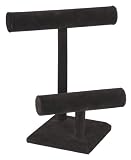 KCF 49129 Jewelry T-Bar Display for Necklace and Bracelets, 2-Tier, Black Velvet