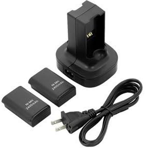 DuaFire 2 Pack Rechargeable Battery + Charging Station for Xbox 360 Black