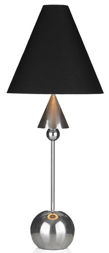 Handmade in the UK Table Lamp in Chrome and Pewter with Black Shade - HP013959 Handmade in the UK Table Lamp in Chrome and Pewter with Black Shade - HP013959