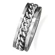 Stainless Steel Men's Ring with Curb Chain Center