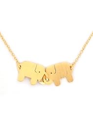 Gold plated pendant necklace, Elephant Friendship - Gold Plated Pendant Necklace