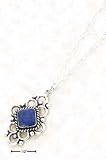 Sterling Silver 18 In Cable necklace With Diamond Shaped Denim Lapis Loop
