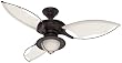 Hunter 25522 Sanibel One-Light  Three-Blade Ceiling Fan with Cloth Blades, New Bronze