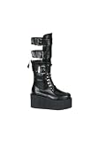 3 1/4 Inch Platform Buckled Calf Creeper Boot Women's Size Shoe