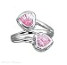 Sterling Silver Pink Cubic Zirconia Heart Ring Wrap