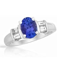 14K White Gold Tanzanite and Diamond Ring -- LIFETIME WARRANTY