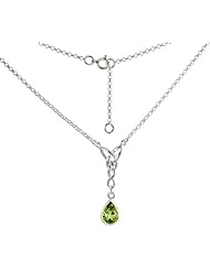 Sterling Silver Celtic Tear Drop Necklace w/ Natural Peridot, 16 inch long