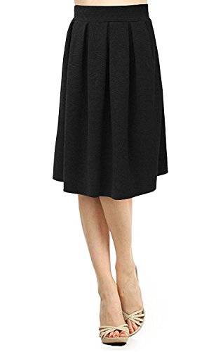 H&C Womens Versatile Stretchy Flared Pleated Skirt