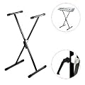 Black X-Frame Keyboard Stand - with NEW HEAVY DUTY metal structure - Fitted with Anti-Slip Feet - Lightweight Construction - Height Adjustable + FREE 2 Year Warranty