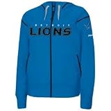 Detroit Lions Women's NFL Dazzle Trim Hoodie, Zipped Fleece Jacket, Blue (Medium)