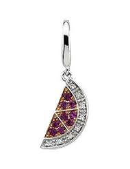 Genuine Pink Sapphire & Diamond Watermelon Charm 14K White 66000