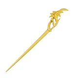 Crystalmood Handmade Boxwood Carved Hair Stick Lily 7.1 Inches