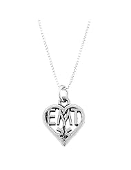 Sterling Silver One Sided E M T Emergency Medical Technician Necklace