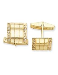Sterling Silver & Vermeil Wavy CZ Cuff Links