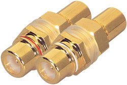 GOLD PLATED RCA JACK BULKHEAD RED WHITE PAIR