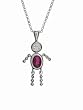 Sterling Silver Boy July Birthstone Necklace with Rolo Chain