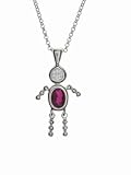 Sterling Silver Boy July Birthstone Necklace with Rolo Chain