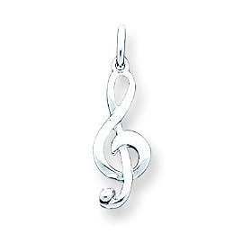 Buy Sterling Silver Treble Clef Charm with 20 inch Sterling Silver Chain made by A Great Jewelry Co. now!