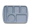 Food Service Rectangular Compartment Lunch Tray, 6 Compartment, Left-Handed, French Blue