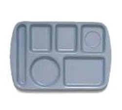 Food Service Rectangular Compartment Lunch Tray, 6 Compartment, Left-Handed, French Blue
