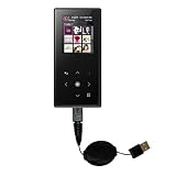 Retractable USB Cable for the Samsung YP-S5 with Power Hot Sync and Charge capabilities - Gomadic Brand w/ TipExchange Technology