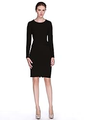 Long Sleeves Cotton/Polyester Scoop Neck Bodycon Dress/Evening Dress/Prom Dress/Party Dress/Wedding Dress/Midi Dress 