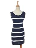 Anna-Kaci S/M Fit Black White Stripe Sleeveless Casual Dress