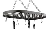 Pot Racks Black Wrought Iron, Oval Gourmet Chef w/grid Ceiling Mt 12 Slide Hks