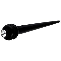 6 Gauge Black Acrylic Gem Taper