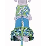 Cha-Cha Couture Retro Blue Print Dress with Leash (extra-small - For Dogs 3-5lbs)