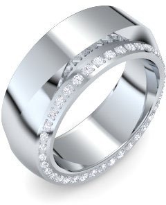 Die Faszination in der Form! Weißgoldring Diamantring Bandring Damen 14 Karat (585) Weißgold 38 Brillant 0.38 Ct. EF Amoonic Zones Ring Gr. 64 (20.4)