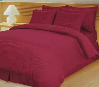 1500 Thread Count 4PC Egyptian Bed Sheet Set, Damask STRIPE QUEEN MAROON