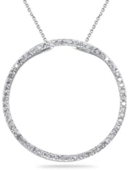 1.11 Cts Diamond Circle Pendant in 14K White Gold