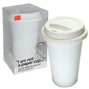DCI I Am Not a Paper Cup 10-Ounce Porcelain Travel Cup with Lid