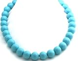 Turquoise Necklaces 12 mm Royal Turquoise Based Mother of Pearl Gorgeous Beads Beaded Necklace 17