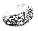 Sterling Silver Antiqued Roped Filigree Scroll Toe Ring