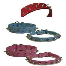 Leather Spiked Dog Collars - Black - Size 14"-16"