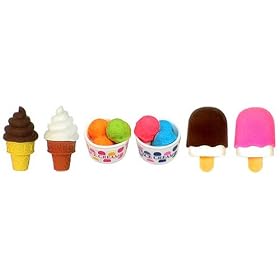 Japanese 6 pc Ice Cream Eraser Set w/ case