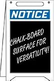 Free Standing Fold Ups Sign, White NOTICE (w/ Chalk Board Area)
