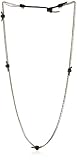 Presh Silver-Tone Chain Crystal Rhinestone Chocolate Leather Necklace