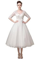 A-line V-neck Elbow Length Sleeves Short Tulle Lace  Dress