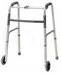 Folding Walker Deluxe With Single Button And 5 Inches Wheels