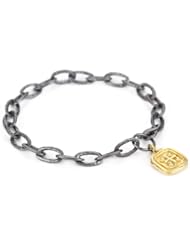 Erica Molinari "Renaissance" Sterling Silver Link Bracelet with 14k Olive Branch with Cross Charm Bracelet