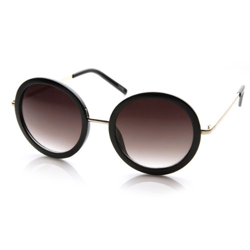 Womens Round Oversized Circle Sunglasses w/ Metal Arms