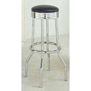 Pair Of Retro Polished Chrome Swivel Bar Stools