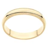 14k Yellow Gold Milgrain Edge Men's Wedding Band, 4mm.