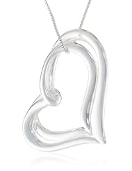 Sterling Silver Double Open Heart Pendant Necklace , 18"